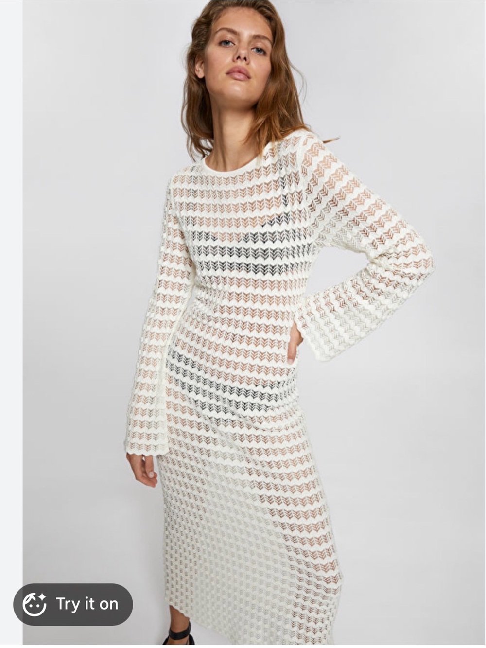 & Other Stories White Crochet Maxi Dress